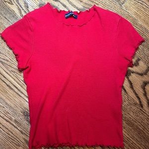 Red Brandy Melville top with ruffles